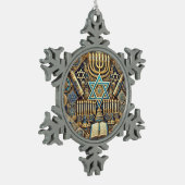 ユダヤの雪片フレームオーナメント スノーフレークピューターオーナメント (左)