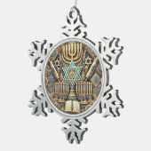 ユダヤの雪片フレームオーナメント スノーフレークピューターオーナメント (右)