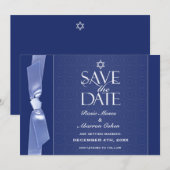 ユダヤのSave The Date リボン フラット カード (正面/裏面)