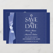 ユダヤのSave The Date リボン フラット カード (正面/裏面)