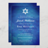 ユダヤバー(ユダヤ教の)バル・ミツバーブルーウォーター招待状 招待状 (正面/裏面)