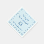 ユダヤパーソナライズされた人スターブルーハッピーハヌカーパーティー スタンダードカクテルナプキン (角)