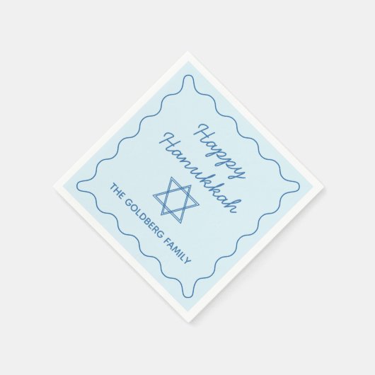 ユダヤパーソナライズされた人スターブルーハッピーハヌカーパーティー スタンダードカクテルナプキン (角)