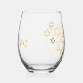 ユダヤパーソナライズされた人過越の茎のないワイングラス ステムなしワイングラス (右)