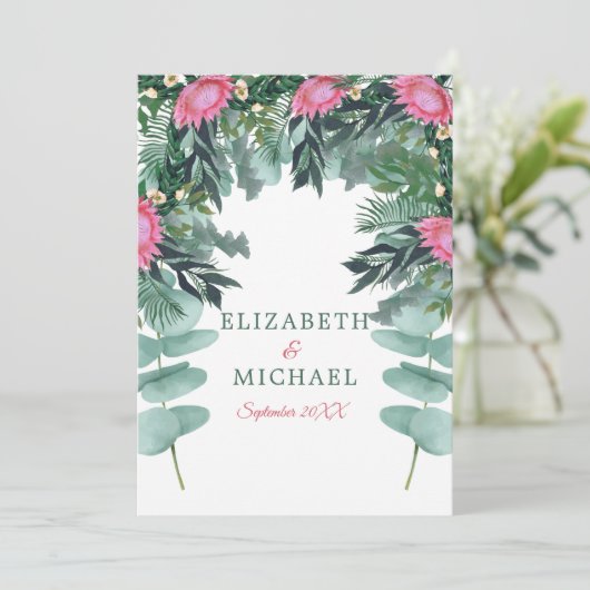 ユダヤフローラ結婚ズチュパユーカリプタスプロテア 招待状 (スタンド正面)