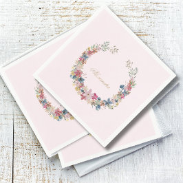 ユダヤベビーかわいらしフィールド花金ゴールド色 スタンダードカクテルナプキン