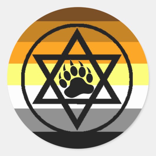 ユダヤ人くまのプライドの旗 ラウンドシール (正面)