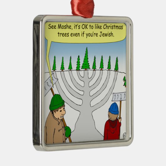 ユダヤ人でもx04クリスマスを楽しむことができます メタルオーナメント (右)