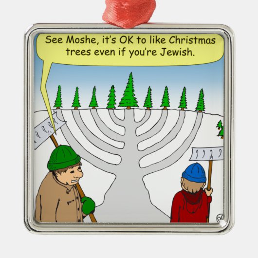 ユダヤ人でもx04クリスマスを楽しむことができます メタルオーナメント (正面)