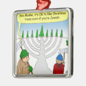 ユダヤ人でもx04クリスマスを楽しむことができます メタルオーナメント (左)