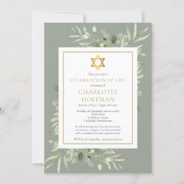ユダヤ人のお祝いの生活葬儀緑 招待状