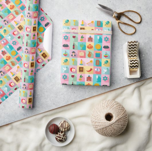 ユダヤ人のギフトラッピング紙 – ユダヤ人の休日のギフト ラッピングペーパー (クラフト)