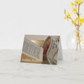 ユダヤ人のテディー・ベアのtallitのShabbat Shalomのメッセージカード カード (黄色い花)