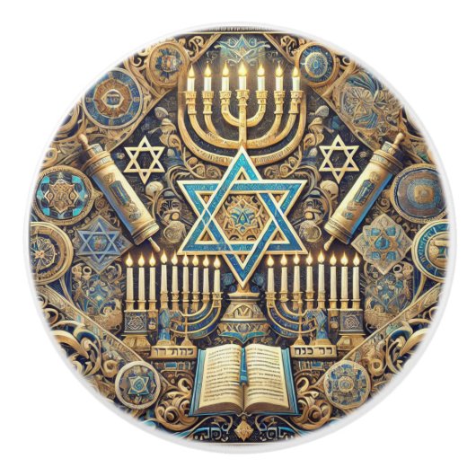 ユダヤ人のノブとプル セラミックノブ (正面)