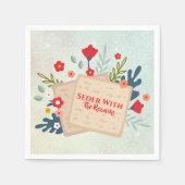 ユダヤ人のパスソーバーシーダーの花とマッサー スタンダードカクテルナプキン (正面)