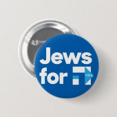 ユダヤ人のヒラリー・クリントンのヘブライ語の青ボタン 缶バッジ (正面&裏面)