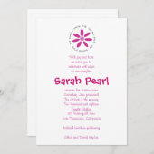 ユダヤ人のヘブライベビーの命名(ピンクのデイジー) 招待状 (正面/裏面)