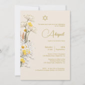 ユダヤ人のベビー名前付け光水色ワイルドフラワー 招待状 (正面)