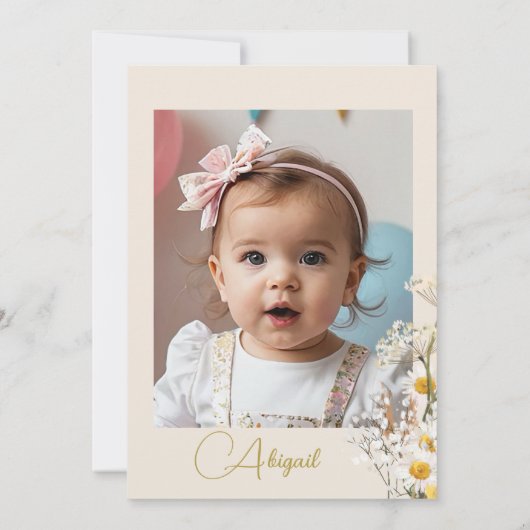 ユダヤ人のベビー名前付け光水色ワイルドフラワー 招待状 (裏面)