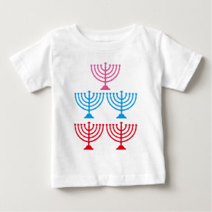 ユダヤ人のユダヤ人の（ユダヤ教）メノラーの輝きのcandelabrum ベビーTシャツ