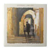 ユダヤ人の休日を絵を描くエルサレムの古い都市イスラエル共和国 タイル (正面)