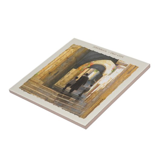 ユダヤ人の休日を絵を描くエルサレムの古い都市イスラエル共和国 タイル (側面)