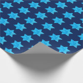 ユダヤ人の休日青い水彩画のダビデの星 ラッピングペーパー (角)