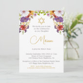 ユダヤ人の女の子のベビーフローラヘブライの命名式 招待状 (スタンド正面)