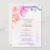 ユダヤ人の女の子のベビー名前付けパープルラベンダーフローラ 招待状 (正面)