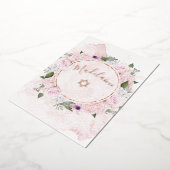 ユダヤ人の女の子のベビー名前付けピンクローズフォイル招待状 箔招待状 (回転した状態)