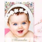 ユダヤ人の女の子のベビー名前付けフィールドフラワーフォト 招待状