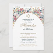 ユダヤ人の女の子のベビー名前付けフィールドフラワーフォト 招待状 (正面)