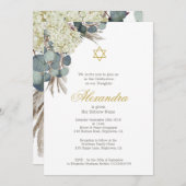 ユダヤ人の女の子のベビー名前付けフローラの葉金ゴールド 招待状 (正面/裏面)