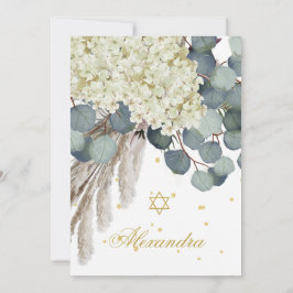 ユダヤ人の女の子のベビー名前付けフローラの葉金ゴールド 招待状
