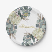 ユダヤ人の女の子のベビー名前付けフローラ金ゴールド ペーパープレート (正面)