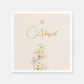 ユダヤ人の女の子のベビー名前付け水の色ワイルドフラワー スタンダードカクテルナプキン (正面)