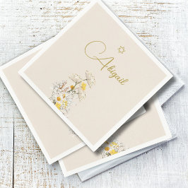 ユダヤ人の女の子のベビー名前付け水の色ワイルドフラワー スタンダードカクテルナプキン