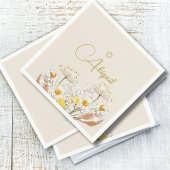 ユダヤ人の女の子のベビー名前付け水色フィールド花 スタンダードカクテルナプキン