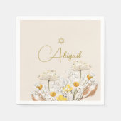 ユダヤ人の女の子のベビー名前付け水色フィールド花 スタンダードカクテルナプキン (正面)