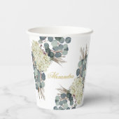 ユダヤ人の女の子ベビー名前付けフローラグリーン金ゴールド 紙コップ (裏面)