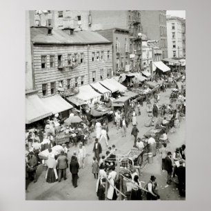 ユダヤ人の市場、NYCの1890年代 ポスター