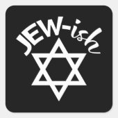 ユダヤ人の星ダビデ – ヘブライ語ユダヤ人の休日の贈り物 スクエアシール (正面)