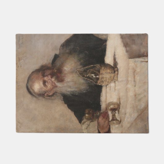 ユダヤ人の男性のワインを飲む(Olga Boznanska) ドアマット (正面)