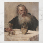 ユダヤ人の男性のワインを飲む(Olga Boznanska) ワインラベル (シングルラベル)