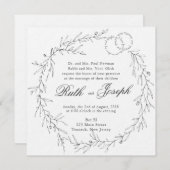 ユダヤ人の結婚式の誘い緑豊離れかな木炭 招待状 (正面/裏面)