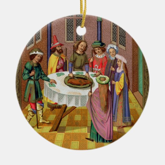 ユダヤ人の過ぎ越しの祝い、15世紀miのファクシミリ セラミックオーナメント (正面)