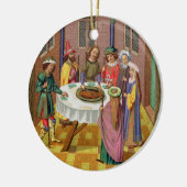 ユダヤ人の過ぎ越しの祝い、15世紀miのファクシミリ セラミックオーナメント (左)