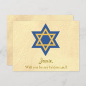 ユダヤ人の青と金ゴールドは私の花嫁になる インビテーションポストカード (正面/裏面)