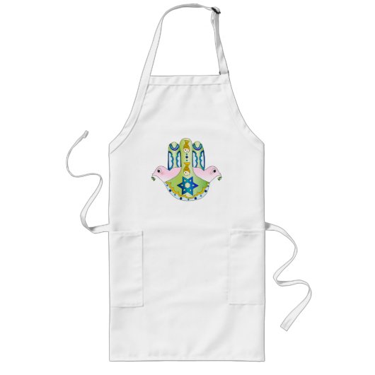 ユダヤ人のHamsa ロングエプロン (正面)