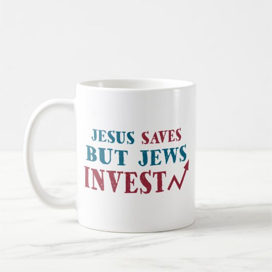 ユダヤ人は-ユダヤ人財政のユーモアを投資します コーヒーマグカップ (左)